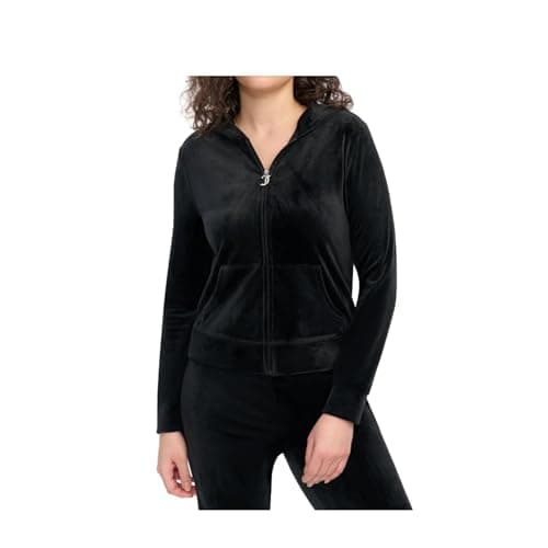 Image of Juicy Couture Women's Hallow Bling Velour Track Jacket, Black, M