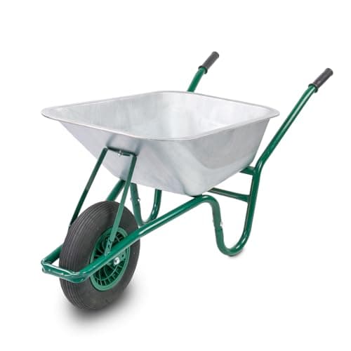 Image of KCT 85L Garden Galvanised Heavy Duty Steel Wheelbarrow with Pneumatic Tyre