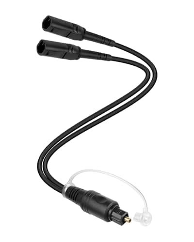Image of YANBORONSN Toslink Digital Optical Splitter Cable 1 in 2 Out,1x2 Digital Audio Splitter Cable,Optical Audio 1 Male to 2 Female Cable,Suitable for Home Theater TVs,Amps,Soundbar,VD/CD Player (0.3M)