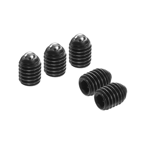 Image of sourcing map 10pcs Screw Thread Ball Plunger M5 x 6mm High Carbon Steel Hex Socket Spring Plunger Ball for Lubrication Pneumatic Tools, Black