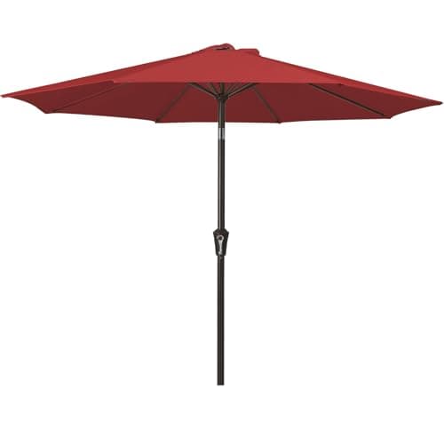 Image of Palawano 2.7m Garden Parasol, Patio Umbrella with Push Button Tilt & Crank System, UPF50+ UV Protection Outdoor Sun Shade for Garden, Patio, Deck, Backyard & Pool, Red