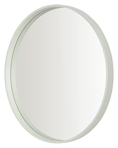 Image of Home Selections Sage Green Round Wall Mirror, 50cm, Wooden Deep Framed Circle Mirror
