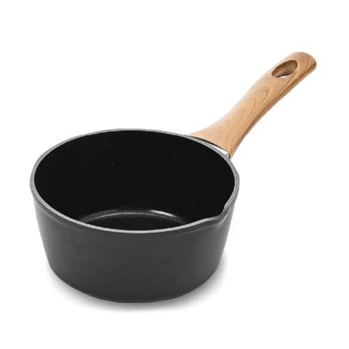Image of Blackmoor 16cm Milk Pan with Wood Effect Bakelite Handle & Pouring Lip/Non-Stick Ceramic-Coated Saucepan, PFAS-Free, Suitable for All Hob Types/Sherwood Classic Range 65269