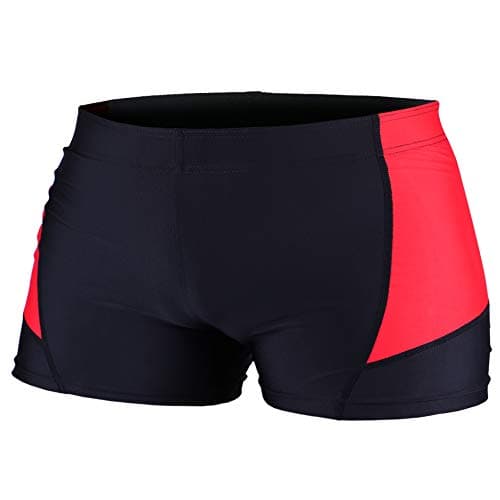 Image of Muscle Alive Mens Gym Tight Bodybuilding Workout Shorts Fitness Sports Polyester and Lycra PLN Black with Red L