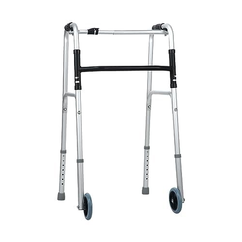 Image of Panana Folding Lightweight Aluminium Walker Mobility Aid Adjustable Walking Frame with Wheels, Silver