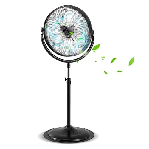 Image of COSTWAY 18”/20" High Velocity Pedestal Fan, Height & 360° Tilt Adjustable Standing Floor Fan with 3 Speeds & Aluminum Blades, Electric Cooling Fan for Home Commercial Garage (20”)