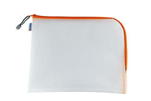 Image of HERMA Universal Bag Case A4, Transparent Mesh Zipper Pouch, Orange (36 x 28 cm), Ideal for Laptops, Tablets, Books, Papers, Toys, Travel, Office, School, Home