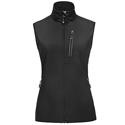 Image of 33,000ft Women's Lightweight Gilet Outerwear Waterproof Stand Collar Softshell Cycling Vest Laddies Reflective Sleeveless Jacket for Riding Running Golf Hiking Walking Fishing Black 3XL