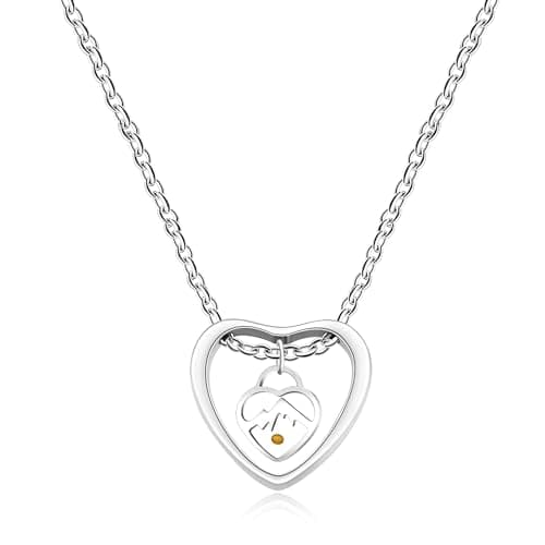 Image of Tobestu Platinum-Plated Heart Mountain Mustard Seed Necklace | Hollow Heart Stainless Steel Pendant | Religious Jewelry Necklaces for Women | YA5147