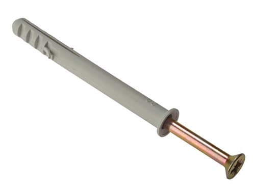 Image of ForgeFix Frame Fixings | M10 x 100mm | Nylon Plug, Zinc Yellow Passivated Screw | Bag 10