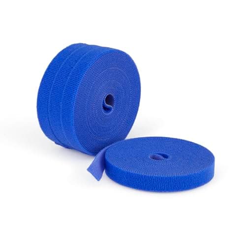 Image of StarTech 4-pack 15ft (4.6m) Hook and Loop Roll, 0.5in Wide, Blue, Cut-to-Size Reusable Cable Ties, Fastener Tape