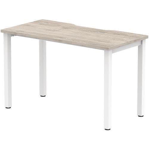 Image of Horison Industries Computer Desk, Office Desk with White Frame, Study Desk, Laptop Desk, Writing Desk, PC Desk - 1200x800x730mm Office Bench Desk for Home Office, Computer Table - Grey Oak, White