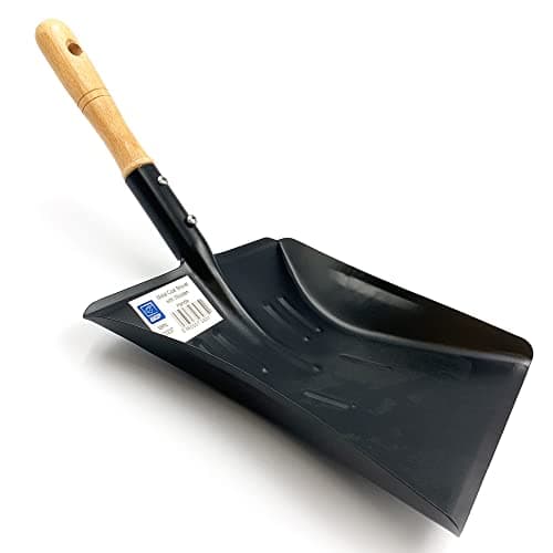 Image of Strong Metal Coal Shovel with Wooden Handle | 9-Inch-Wide Metal Shovel Fireside Dust Ash Pan | Large Coal Scoop to Easily Collect Coal, Ashes, Dust, and Garden Wastes