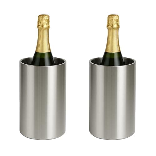 Image of Chabrias Ltd 2 Pack Insulated Double Wall Stainless Steel Wine & Champagne Ice Bucket Cooler - Perfect Wine Cooler for Bottles & Champagne Chiller, Essential Drinks Bucket for Any Occasion