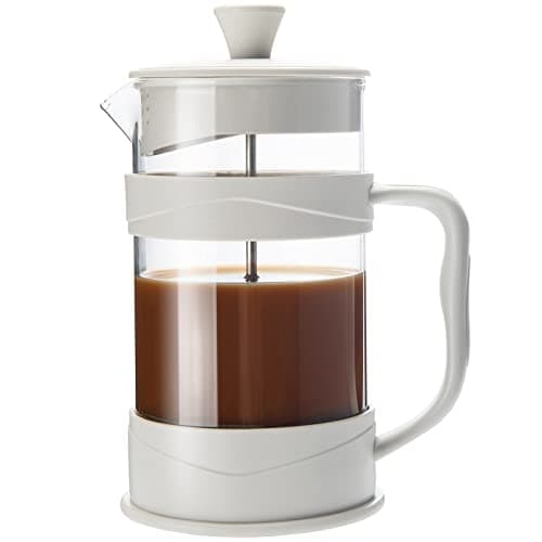 Image of PARACITY French Press Coffee/Tea Maker, Camping Mini Coffee/Tea Press of 304 Stainless Steel Filter and Heat Resistant Glass, Cold Brew Coffee Maker 11.8OZ for Travel& Home Gift(White)