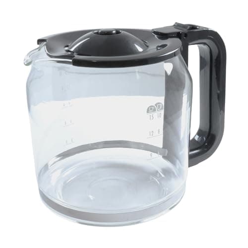 Image of Reliapart Replacement Coffee Machine Glass Carafe Jug with Lid Compatible for De’Longhi ICM15210 ICM15210.1 Series 1.25L Ergonomic Handle Drip-Free Spout Heat-Resistant Construction SX1043