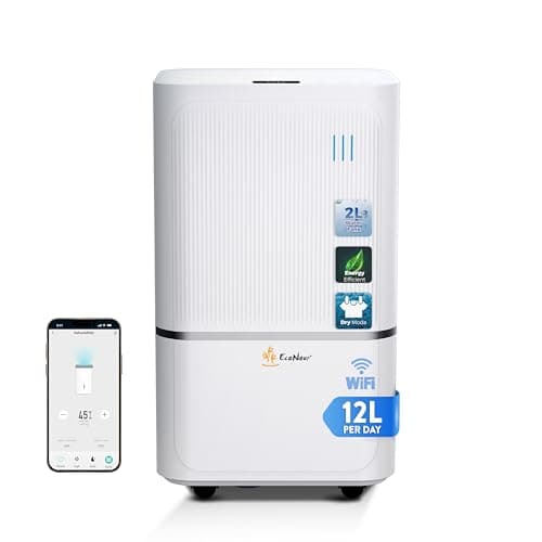 Image of EcoNour 12L/Day Smart WiFi Dehumidifier for Home, with Auto-Humidity Sensor, LED Display, Quiet, 24-Hour Timer & Continuous Drainage, Laundry Drying, Child Lock Protection – for Home, Bedroom