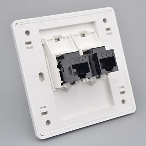 Image of N+B CAT6 Gigabit Network Socket, Ethernet RJ45 LAN Cable Faceplate Networking Port Face Plate Dual-Pass Socket Box for Ethernet Cable Installation Female To Female Internet Outlet 86x86mm (LAN x 2)