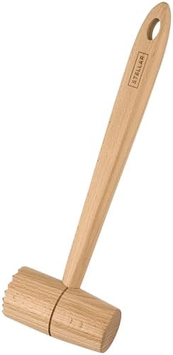 Image of Stellar Beech Tools Meat Tenderizer, Safe for Non-Stick Pans, Solid Beech Wood