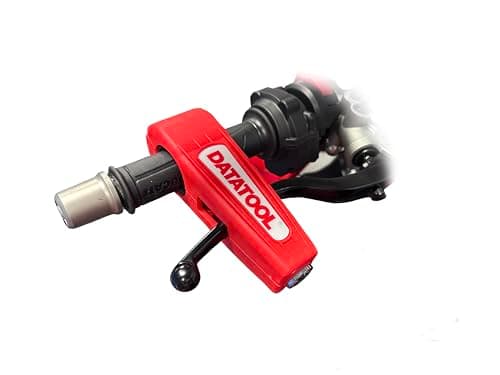 Image of Datatool Croc Lock - Visible Theft Deterrent for Scooters, Motorcycles, and ATVs - Locks Brake Lever to Handlebar - Saw Resistant Bike Lock - Available in Red, Yellow, Black or Orange (Red)