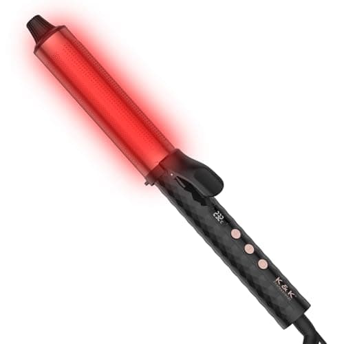 Image of K&K Professional Curling Iron, 38mm Rose Gold Aluminium Barrel, Temperature Control Display, Dual Voltage (38mm)