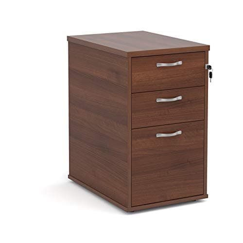 Image of Mr Office Desk high 3 drawer pedestal with silver handles 600mm deep - walnut