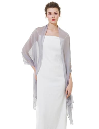 Image of BEAUTELICATE Sheer Shawls and Wraps Crepe Textured Solid Scarf Stole for Women Wedding Evening Bride Bridesmaid Summer Spring Daily (One size, Silver Grey)