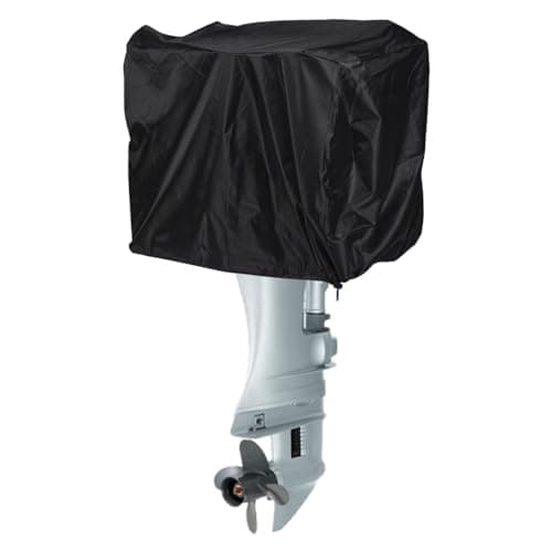 Image of XhuangTech Boat Outboard Motor Cover, 210D Waterproof Sunproof Half Outboard Propeller Cover, Boat Outboard Engine Cover with Elastic Strap Fixing (52 x 37 x 32 cm / 15 HP)
