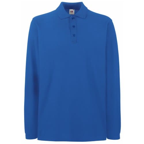 Image of Fruit of the Loom Mens Premium Long Sleeve Polo Shirt (XL) (Royal)