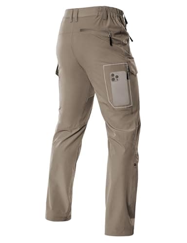 Image of Moosehill Waterproof Hiking Trousers Mens: Lightweight Stretch Walking Pants - Breathable & Quick-Dry Cargo Pants with 6 Security Pocket for Outdoor (Khaki, 36W x 32L)