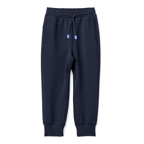 Image of Amazon Essentials Boys' Athletic Loose-Fit Jogger Tracksuit Bottoms with Pockets, Active Sweat, Navy, 6-7 Years