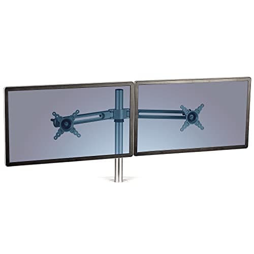 Image of Fellowes Lotus Dual Monitor Arm - Adjustable Dual Monitor Mount VESA Compliant - Max Monitor Size 26" - Max Weight 5.8KG - Silver