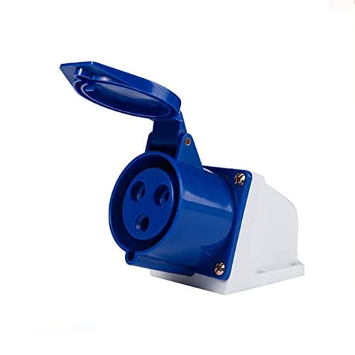 Image of IEC60309 Wall Socket 32A 3pin 220V-250V 50/60Hz 2P+E 6h 2P+E IP44 CEE Industrial Blue
