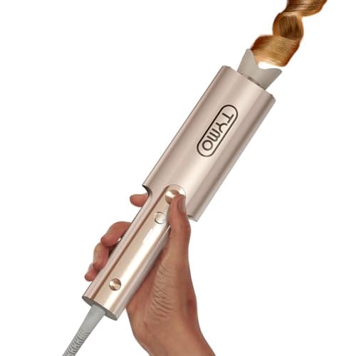 Image of TYMO CurlPro Plus Curling Iron Curling Tong Hair Curler, Automatic Rotating, Long Barrel, Ceramic, 600M Ionic, Dual Voltage, for Long Hair, Anti-Scald, Tangle-Free, Upgraded, for Women, Gold, 32 mm