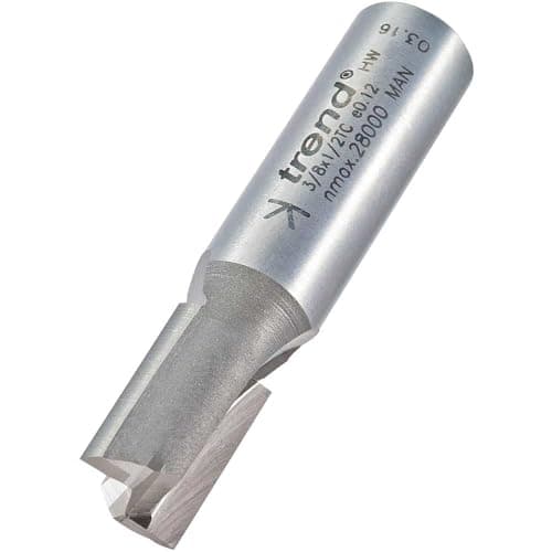 Image of Trend Professional Straight Two Flute Router Cutter, 1/2 Inch Shank, 12mm Cut Diameter, Tungsten Carbide Tipped, 3/8X1/2TC