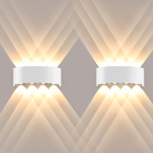 Image of Ankey 2PCS LED Modern Wall Lights, 8W Indoor Wall Lamp Sconce, IP65 Waterproof Aluminum Outdoor Wall Wash Lights, 3000K Warm White for Living Room Bedroom Balcon Corridor