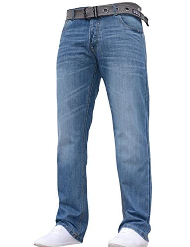 Image of Crosshatch Mens Straight Leg Fashion Jeans Trousers Regular Fit Stylish Branded Denim by JeanBase Mid Blue 36W X 32L
