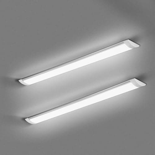 Image of HUMIGA 2 Pack 3FT LED Batten Light, 30W 2700LM Slim Profile Wide Tube Lighting for Ceiling of Indoor Home Shop Office, Cool White 6500K