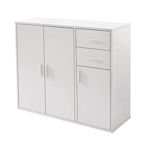 Image of Panana Sideboard Storage Cupboard Cabinet Unit with Doors and Drawers Living Room Bedroom Furniture (White)