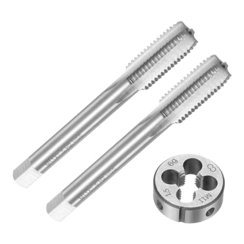 Image of sourcing map 3pcs Tap and Die Set, Metric M11 x 1.5 Thread Taps & Round Die, Tapping Threading Tool Tap & Die Kit for Nut Screw Bolt Thread Repair