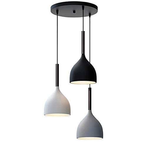 Image of HJXDtech Nordic LED Pendant Light with Bulb, Modern Simple Wood Aluminum Hanging Lamp, E27 Loft Ceiling Suspended Chandelier for Kitchen Living Room Dining Room (Round Cluster)