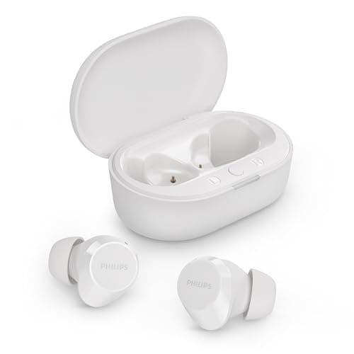 Image of Philips TAT1209WT True Wireless In Ear Bluetooth Headphones - Small Buds, Great Value, Natural Sound with Dynamic Bass, Clear Calls and Pocket-Sized Charging Case - White