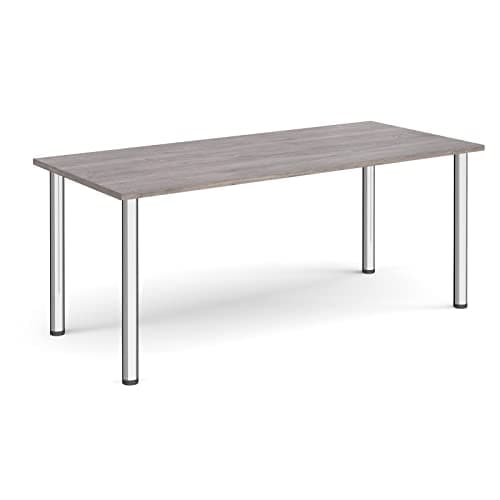 Image of Mr Office Rectangular radial leg meeting table - chrome legs, Grey oak, 1800