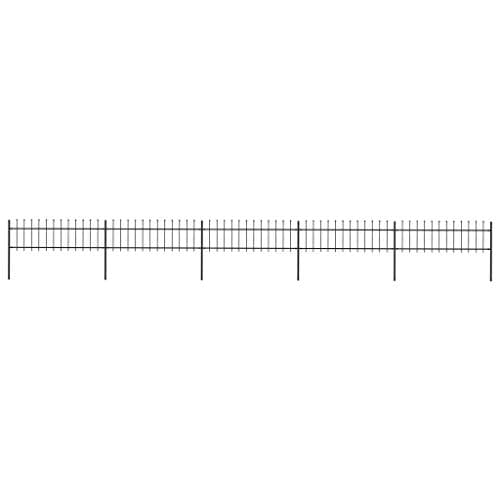 Image of vidaXL Garden Fence Spear 8.5x0.6m Outdoor Panel Barrier Border Decorative Landscape Privacy Edges Black Steel Rust-resistant Metal