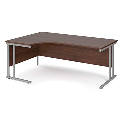 Image of Mr Office Maestro 25 left hand ergonomic desk - silver cantilever leg, Walnut, 1800