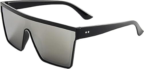 Image of Pchnfei Grey Sunglasses Summer Glasses Oversized Square Flat Single Lens Shading Ladies Cool Unique Outdoor Sports Cycling Hiking Sunglasses for Women Men Fashion Accessories