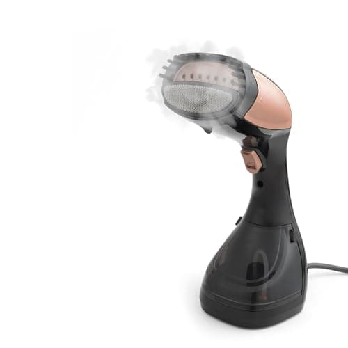 Image of Beldray BEL01552RG-150 Handheld Clothes Steamer - Portable Vertical Garment Steamer, 1100W Wrinkle Remover, 180ml Detachable Water Tank, 30 Second Fast Heat Up, 2-In-1 Fabric & Lint Brush, Rose Gold