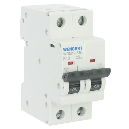 Image of Wengart 10A 2-Pole MCB for Garden Pod Electricians, Nuisance Neutral Faults & Slot Sizing Errors, High-Breaking 10kA Sensitive B-Curve Double Isolation (WGM12-63H)