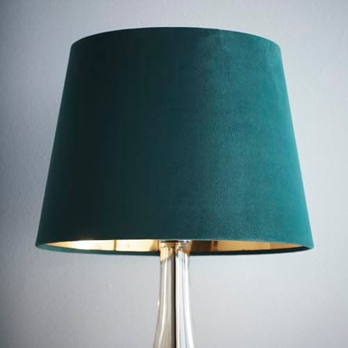 Image of K LIVING Velvet Tapered Lampshade for Modern Table Lamps and Floor Lamps in Green | Traditional Cotton Textured Fabric Cone Light Shade for Ceiling Pendant | Lamp Shade for Calm Home Atmosphere (12")