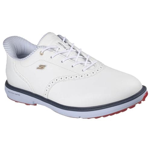Image of Skechers Mens Prestige Sl Waterproof Golf Shoe, White Navy Spikeless, 8 UK